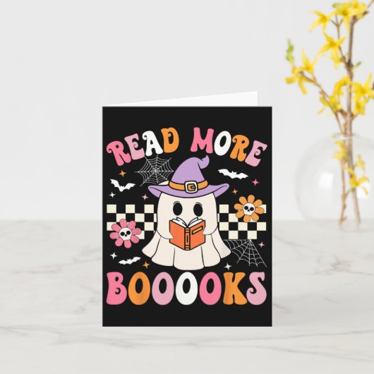 Groovy Booooks Ghost Read more Bücher Funny Teache Karte (Gelbe Blume)