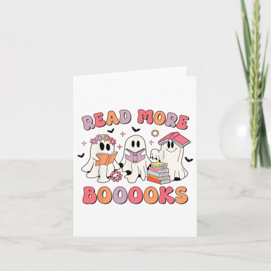 Groovy Booooks Ghost Read more Bücher Funny Teache Karte (Vorderseite)