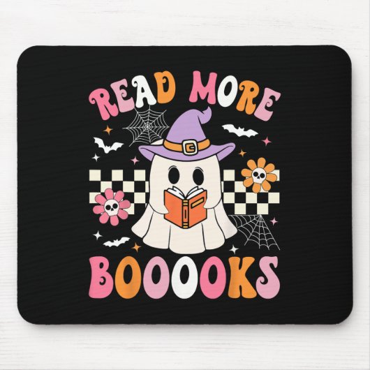 Groovy Booooks Ghost Read more Bücher Funny Teache Mousepad (Vorne)