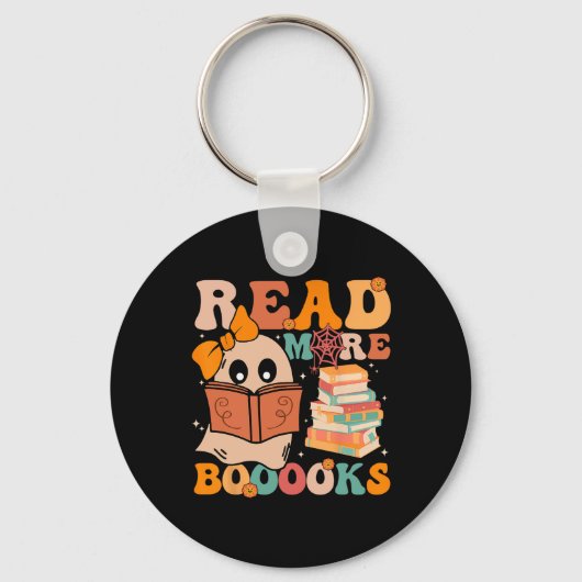 Groovy Booooks Ghost Read more Bücher Funny Teache Schlüsselanhänger (Vorderseite)