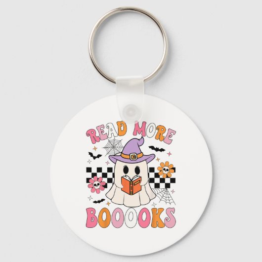 Groovy Booooks Ghost Read more Bücher Funny Teache Schlüsselanhänger (Vorderseite)