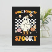 Groovy Boot Scootin Spooky Ghost Halloween Retro Einladung (Stehend Vorderseite)