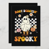 Groovy Boot Scootin Spooky Ghost Halloween Retro Einladung (Vorne/Hinten)