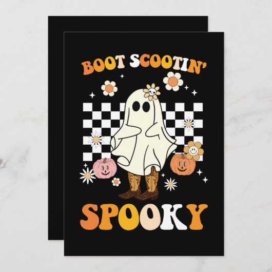 Groovy Boot Scootin Spooky Ghost Halloween Retro Einladung (Vorne/Hinten)