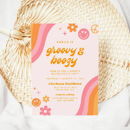 Groovy & Boozy Pink & Orange Junggeselinnen-Abschi Einladung