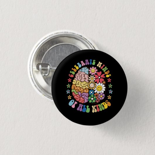 Groovy Brain Celebrateds aller Art Neurodiversi Button (Vorne & Hinten)