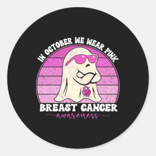 Groovy Breast Cancer Awareness Wir tragen rosa Rib Runder Aufkleber