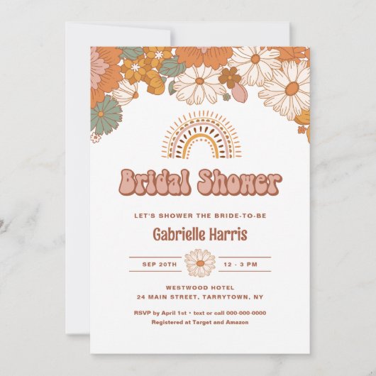 Groovy Bridal Dusche Einladung (Vorderseite)