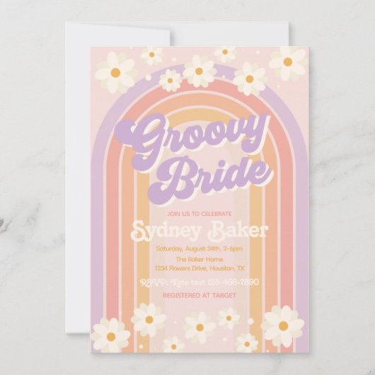 Groovy Bridal Dusche Einladung | BRAUTPARTY (Vorderseite)