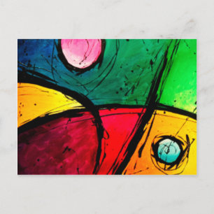 Groovy Bright Abstrakte Acrylkunst Postkarte