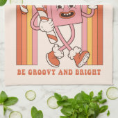Groovy & Bright Christmas Merry Funny Retro Hippie Geschirrtuch (Gefaltet)
