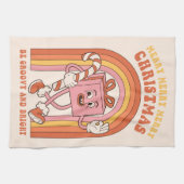 Groovy & Bright Christmas Merry Funny Retro Hippie Geschirrtuch (Horizontal)