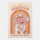 Groovy & Bright Christmas Merry Funny Retro Hippie Geschirrtuch (Vertikal)