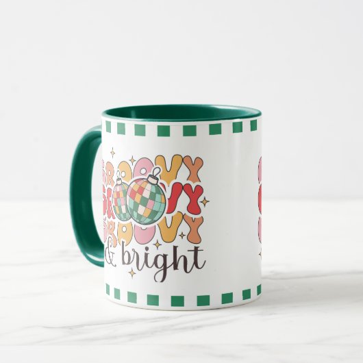 Groovy & Bright Retro Christmas Disco Glitzer Ball Tasse (Vorderseite Links)