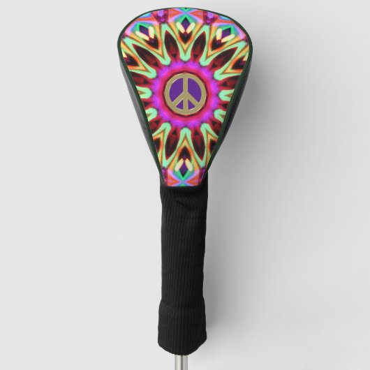 Groovy Brights Hippy Peace Sign Cushion Golf Headcover (Vorderseite)