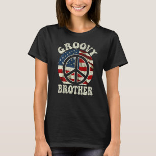 Groovy Brother 70er Aesthetic USA Flag Retro Broth T-Shirt