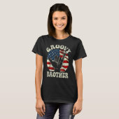 Groovy Brother 70s Aesthetic USA Flag Retro Brothe T-Shirt (Vorne ganz)