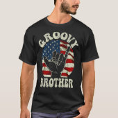 Groovy Brother 70s Aesthetic USA Flag Retro Brothe T-Shirt (Vorderseite)