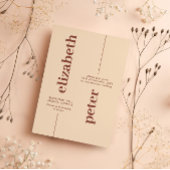 Groovy Brown Retro 70er Geometric Wedding Einladung