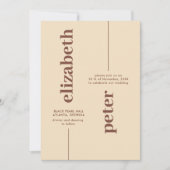 Groovy Brown Retro 70er Geometric Wedding Einladung (Vorderseite)