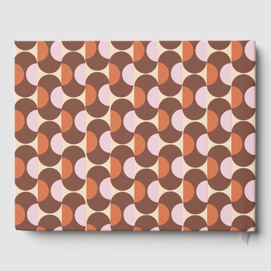 Groovy Brown Retro 70er Geometric Wedding Gästebuch (Rückseite)