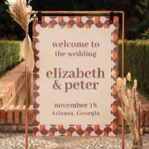 Groovy Brown Retro 70er Geometric Wedding Willkomm