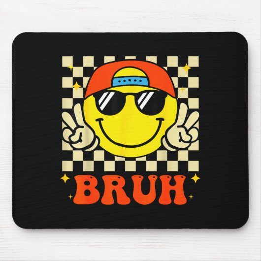 Groovy Bruh For Girls Kids Boys Smile Face Mousepad (Vorne)