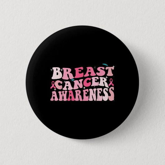 Groovy Brustkrebs-Bewusstsein 2023 Brustkrebs Button (Vorderseite)