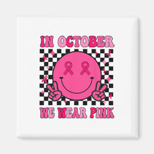 Groovy Brustkrebs Bewusstsein im Oktober tragen wi Magnet