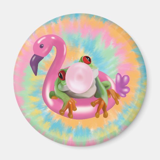Groovy Bubblegum Blflügen Tree Frog Gefärbte Krawa Magnet (Vorne)