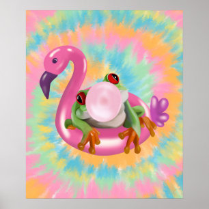 Groovy Bubblegum Blflügen Tree Frog Gefärbte Krawa Poster