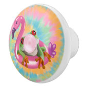Groovy Bubblegum Blowing Tree Frog Tie Dye Keramikknauf (Rechts)