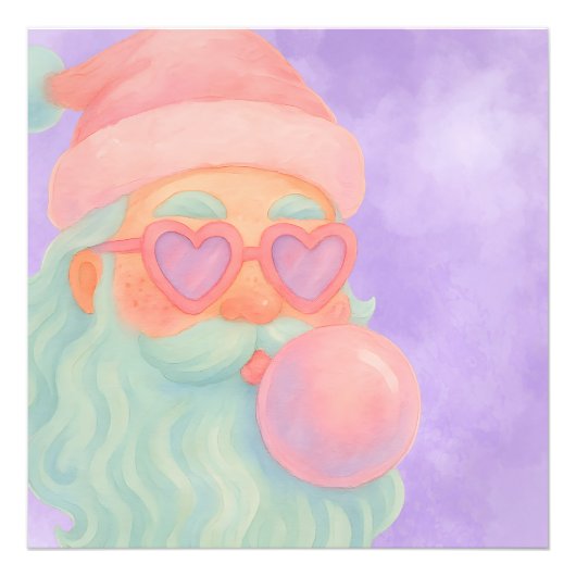 Groovy Bubblegum Santa-Wandkunst Fotodruck (Vorne)