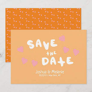 Groovy Bubbles Handdrawn Hearts Save the Dates 