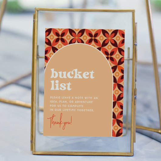 Groovy Bucket List Wedding Sign Poster