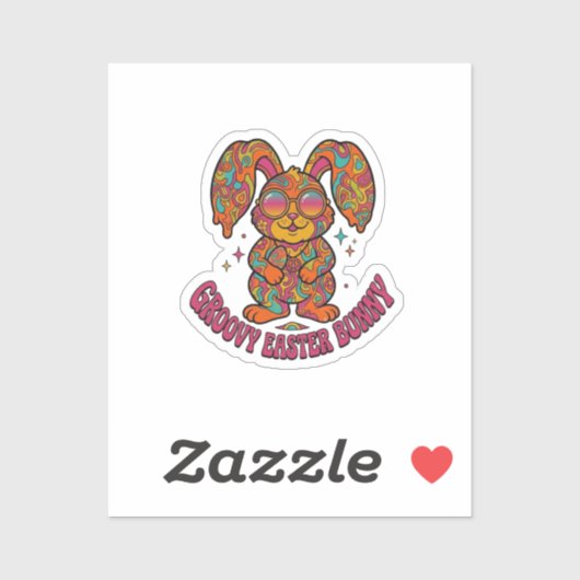 Groovy Bunny Hippie Retro Easter Psychedelic  Aufkleber (Blatt)