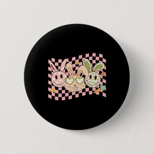 Groovy Bunny Smile Face Happy Ostertag Rabbit Hi Button