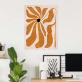 Groovy Burnt Orange Beige Abstrakte Blumenallee Poster (Heimbüro)