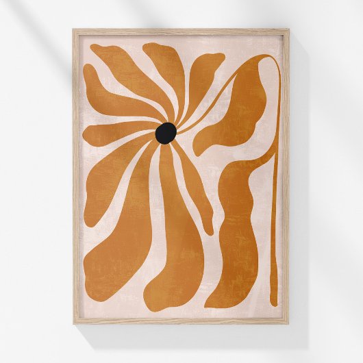 Groovy Burnt Orange Beige Abstrakte Blumenallee Poster