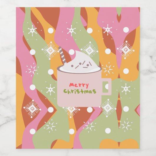 Groovy Campfire Tasse Weihnachtsmarmor Wirbel Weinetikett (Einzelnes Label)