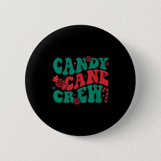 Groovy Candy Cane Crew Matching Family Group Squad Button (Vorderseite)