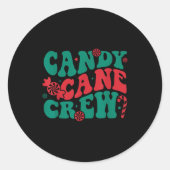 Groovy Candy Cane Crew Matching Family Group Squad Runder Aufkleber (Vorderseite)