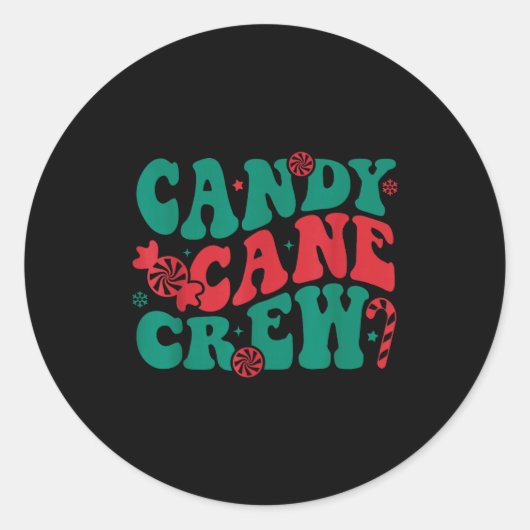 Groovy Candy Cane Crew Matching Family Group Squad Runder Aufkleber (Vorderseite)