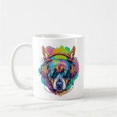 Groovy Canine Vibes : Cooler Hund mit Kopfhörern Kaffeetasse (Links)