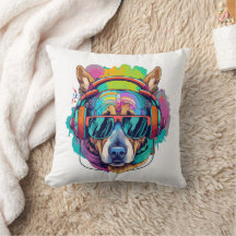 Groovy Canine Vibes : Cooler Hund mit Kopfhörern