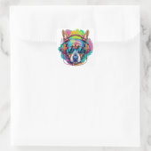 Groovy Canine Vibes : Cooler Hund mit Kopfhörern Quadratischer Aufkleber (Tasche)