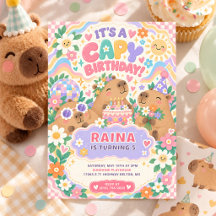 Groovy Capybara Geburtstagsfeier Retro Pastell Blu