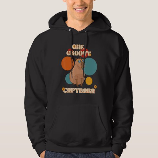Groovy Capybara In Glasses 70th Style Capy Pet Rod Hoodie (Vorderseite)