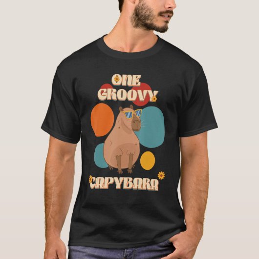 Groovy Capybara In Glasses 70th Style Capy Pet Rod T-Shirt (Vorderseite)