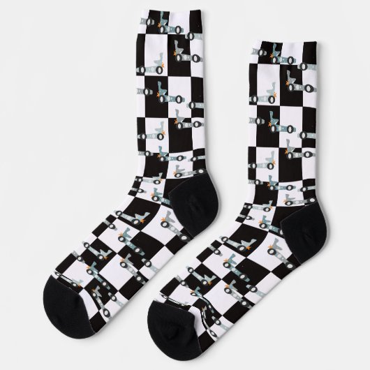 Groovy Car Racing Retro Race Pattern Socken (Linkes Detail)